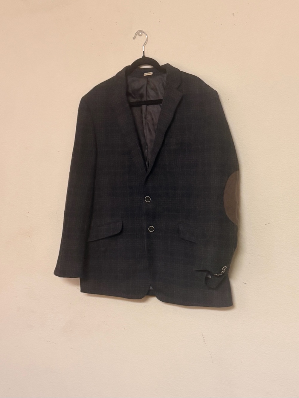 Joseph Abboud JOE Slim Fit Blazer Sport Coat - Dark Plaid with Elbow Patches